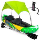 KP Inflatable Kayak 2 Person with Sun Canopy (Detachable) + Kayaks for Adults 