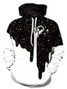 Goodstoworld Unisex Realistic 3D Digital Print Hoodies White Black Galaxy Paint Adults Cool Pullover Hoodie Casual Teen Girls Boys Party Hooded Sweatshirt School Party Clothes with Pockets