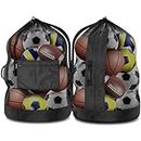 BROTOU Extra Large Sports Ball Bag, Ball Bags for Coaches, Adjustable Shoulder Strap and Hanging Ears with Handle, Mesh Sports Bag for Holding Basketball, Volleyball, Swimming Gear (30” x 40”)