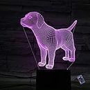 Creative 3D Dog Night Light 16 Colors Changing Remote Control USB Power Touch Switch Decor Lamp Optical Illusion Lamp LED Table Desk Lamp Children Kids Christmas Brithday Gift
