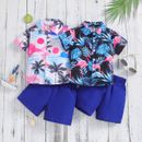 Kids Boys Hawaiian Summer Short Sleeve Button Down Shirt Top Shorts Outfits Set