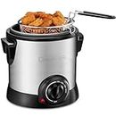 Chefman Fry Guy Deep Fryer with Removable Basket, Easy-to-Clean Non-Stick Coating and Cool-to-Touch Exterior, Adjustable Temperature Control, 4.2 Cup/ 1 Liter Capacity, Stainless Steel