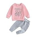 Hnyenmcko Toddler Baby Girl Clothes Long Sleeve Crewneck Letter Print Sweatshirt Top Casual Pants Sets 2Pcs Fall Winter Outfits (B-Pink, 18-24 Months)