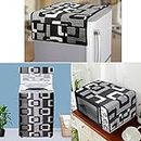 E-Retailer® Exclusive 3-Layered Polyester Appliances Cover (1 Pc. of Fridge Top Cover, 2 Pc Handle Cover and 1 Pc. of Microwave Oven Top Cover) (Color-Black, Design-Ethnic, Set Contains-4 Pcs.)