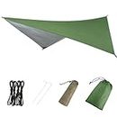 Azarxis Hammock Camping Tarp Rain Fly, Waterproof Tent Footprint Shelter Canopy Sunshade Cloth Picnic Mat for Outdoor Awning Hiking Beach Backpacking - Included Guy Lines & Stakes (Green)