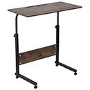 Hadulcet Mobile Side Table, Mobile Laptop Desk Cart, Adjustable Over Bed Table with Wheels for Sofa, 31.5 x 15.7 in Rustic Brown