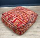 24x24 Handmade Moroccan Pouf Berber Kilim wool Floor Cushion Ottoman Footstool
