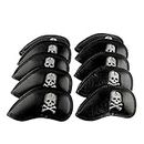 6000081 Craftsman Golf 10pcs Black Skull Thick Pu Synthetic Leather Golf Iron Head Covers Set Headcover Skull Fit All Brands Titleist Callaway Ping Taylormade Cobra Nike Etc.