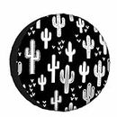 Western Cactus Spare Tire Cover 15 inch Wheel Fun Western Cactus Black White Protectors Weatherproof Universal for Trailer Tire Cover Rv SUV Truck Camper Travel Trailer