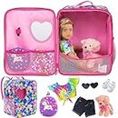 ZITA ELEMENT 5 Items 18 inch Dolls Bag Set and Accessories Including 18 Inch Doll Clothes, Shoes, Sunglasses, Doll Backpack and Toy Dog