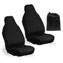 TSHAOUN 2 x Front Waterproof Car Seat Covers Black, Heavy Duty Nylon Front Seat Covers Protectors, Universal Fit for Most Cars, Seat Protector Auto Easily Wiped Clean (Black)