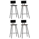 vidaXL Bar Chairs Set - 4 pcs Industrial Style with Solid Reclaimed Wood Seats and Steel Frames for Kitchen or Dining Room