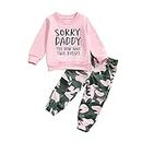 Toddler Girls Clothes 2T 3T 4T 5T Fall Outfits Baby Pullover Sweatshirt & Camouflage Pants Set Kids Winter 2Pcs Sweatsuit, A-pink, 2-3T