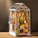 ROBOTIME DIY Book Nook Kit - Casa de muñecas en Miniatura de Madera con Muebles y Luces LED, Decoración del hogar, Regalos navideños