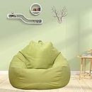 Bean Bag Chair Cover without Filling Lazy Lounger Bean Bag Storage Chair Cover Solid Color Simple Design Recliner Gaming Storage Bag for Indoor Outdoor BeanBag Chair for Adults and Kids 100x120cm (Matcha green)