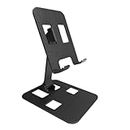 Phone Stand Phone Holder for Desk: Ajustable Angle Fully Foldable Portable Cell Phone & iPad Tablet Mount with Large Stable Base Table Fit for Office or Home｜Black