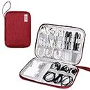 SELLYFELLY Travel Electronics Organizer Portable Cable Organizer Bag for Storage Electronic Accessories Case for Cord,Phone,Charger,Flash Drive (Wine Red)