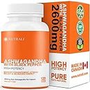 New Nutrali Ashwagandha Powder with Black Pepper Extract - Highest Potency 2600mg per serving (2 capsules), 120 Vegan Capsules, Improved Memory, Increased Energy and Decreased Stress Supplement. Powerful Ancient Ayurveda Adaptogen