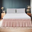AYASW Bed Skirt-16 Inch Drop Dust Ruffle Three Fabric Sides Wrap Around Ruffled (Queen/King, Pink)
