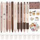 Geyoga 71 Pcs Cute Aesthetic Stationery Set Kawaii Stationery Set With Coffee Bear Theme Coffee Bear Kawaii Pens Cute Paper Clips Pencil Case for Office School Coffee Bear Lovers Gifts(Coffee)