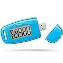 Gzvxuny USB Pedometer with Clip and Strap, Step Counter for Walking Accurately Track Steps, Simple Step Counter, Exercise Time (Blue)
