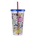 Paladone Super Mario Plastic Cup and Straw Set,700 milliliters, Multicolor, 1 Count (Pack of 1)