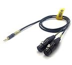 Sonic Plumber Black and Gold Twin XLR Female to 3.5mm (1/8 Inch) EP Stereo Interconnect Cable with Cable Tie (Not compatible with mobile) (1.5m/4.92 ft)