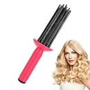 Dyeulget Curly Hair Styler Tool, Hair Fluffy Roll Comb for Hair Styling, Air Volume Comb, 17 Teeth Anti?Slip Curling Wand, Heatless Curling Wand Comb Hair Dryer Accessories for Hair Curler