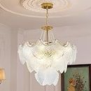 YangRy Modern Crystal Chandelier Golden Vintage Pendant Lighting with Leaf Crystal Drum 8-Light Raindrop Ceiling Light Fixture Perfect for Living Room Dining Room Bedroom Entryway Foyer
