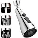 JIALTO Sink Tap For Kitchen, Kitchen Faucet 3 Modes with 360° Rotating Faucet Aerator, Pull Down Sink Sprayer Attachment For Faucet Pull Out Spray, Best For Kitchen Accessories Items (Silver)