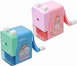 Deli W0739 Rotary Pencil Sharpener Machine Stationery Auto Feed Automatic Sharpener - Pack of 2, Assorted