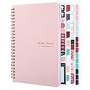 To Do List Notebook, A5 Weekly Planner Undated, Planning Pad Checklist Productivity Organizer 52 Pages for Students, Work, Fitness(Pink)