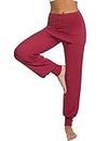 Terecey Pantalones de Yoga para Mujer con Minifalda Pantalones Bombachos Mujer de Cintura Alta Ropa Yoga para Pilates y Ejercicio Vino Tinto L