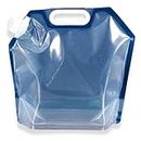 Syga 5 Liters Portable Collapsible Water Storage Tank Water Container Water Carrier Lifting Bag Camping Hiking Tool, Blue Transparent