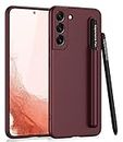 Kapa Double Dip Ultra Thin Back Case Cover for Samsung Galaxy S22 Plus, with Inbuilt Removable S Pen Holder (Burgundy)