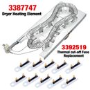 3387747 Dryer Heating Element & 3392519 (10x) Thermal Fuse For Kenmore Whirlpool