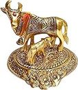 Great Art Prosper Kamdhenu Oxidised Gold Brass Finished Like Cow and Calf