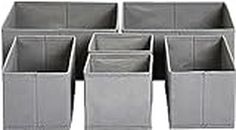 Amazon Basics Organiseur à tiroirs/organiseur pour vêtements, pliable pour armoire, chambre ou cuisine, lot de 6, gris