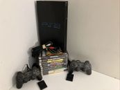 Paquete de consola Sony PlayStation 2 10 juegos, cables, 2 controladores, 2 tarjetas de memoria
