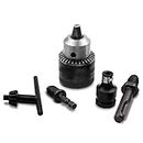 5pcs 1/2" 1.5-13mm Precise Keyed Drill Chuck Converter Tool Kit with 1/2"Heavy Duty Socket Adapter, 13mm Drill Chuck Key, 1/4" SDS-Plus and Hex Shank Convert Impact Driver Hammer