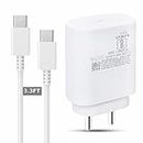 Original 25W USB-C High Speed Charger for Samsung Super Fast Power Adapter with Type C to C 3.3FT Cable, Galaxy M34 5G/F34/M14/A14/F14/M33/F23/A34/A54/F54/S23 Ultra Cellular Phone, White