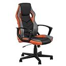 Artiss Gaming Chair, Ergonomic Office Racing Chairs Height Adjustable Leather Computer Desk Seat with Lumbar Support Footrest and Recline, High Back and 360°Swivel Seating Orange for Executive Home