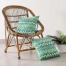 Ravaiyaa - Attitude is everything 100% Pure Cotton Kantha Quilted Patchwork Cushion Cover Printed Pillow Sham Cushion Case for Sofa Couch Car Bedding & Home Decor (2PC) (Mint Green Chevron)