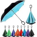 kunya® Umbrella Windproof, Reverse Umbrella, Umbrellas for Women & Men with UV Protection, Upside Down Umbrella with C-Shaped Handle(Multi Colour) Pack Of 2