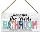 Kid's Bathroom Wood Sign Decor, Kid's Bathroom Decoration Toilet Wall Restroom Door Decor Farmhouse Hanging Sign Decorations, Housewarming Gifts for New House Home Women Men, I Have No Control in Here