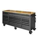 Husky 72 in. 18-Drawer Mobile Workbench with Adjustable-Height Solid Wood Top in Matte Black
