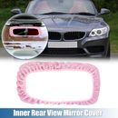 Bling Faux Crystal Rhinestone Car Inner Rear View Mirror Cover Accessories Pink