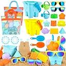 Luucio 42 PCS Beach Toys and Sand Toys, Sandbox Toys Beach Toys for Kids 3-10, Kids Beach Toys with Sand Bucket, Mesh Bags, Kids Sunglasses, Sand Castle Toys for Beach, Sand Toys for Toddlers Age 3-5