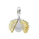 NanMuc You are My Sunshine Sunflower Bead Charms for Pandora Charm Bracelets Girls Women Jewelry, Metal, copper