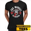 T-shirt da uomo nera originale nera originale Gas Monkey Garage sigillo rotondo con licenza veloce e forte